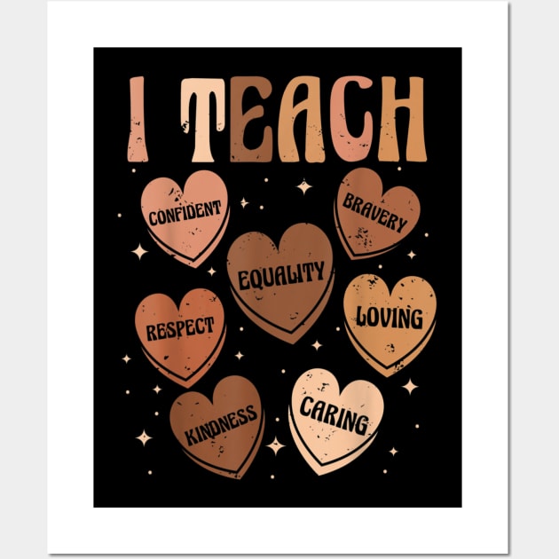 Retro I Teacher Confident Equality Respect Black History Month Wall Art by Centorinoruben.Butterfly